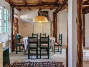 rustic dining table in a country kitchen in morocco